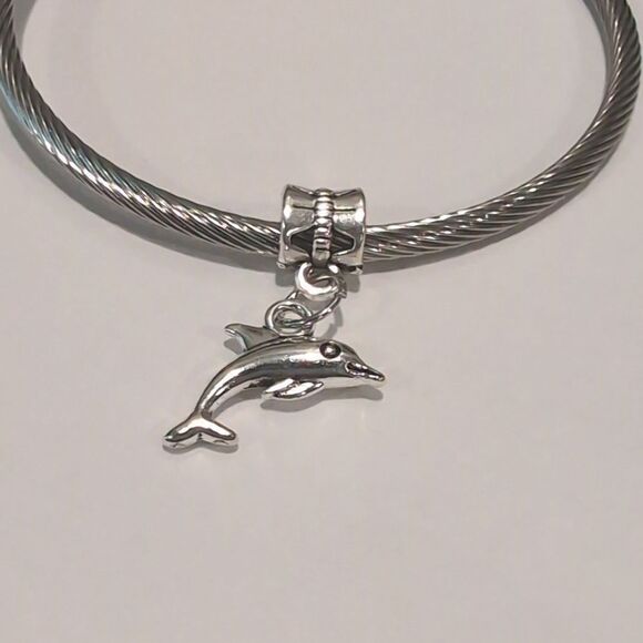 Silver Dolphin Dangle Charm‎ for Pandora Style Bracelet - Picture 2 of 5